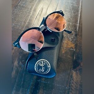 RAY BAN Clubround Classic UNISEX sunglasses with Rose Flash Tinted Lenses
